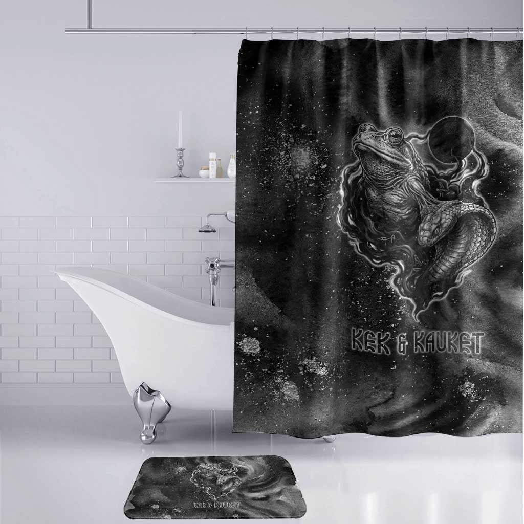 Kek and Kauket Egyptian Bathroom Set Primordial Darkness Design Cosmic Frogs and Serpents
