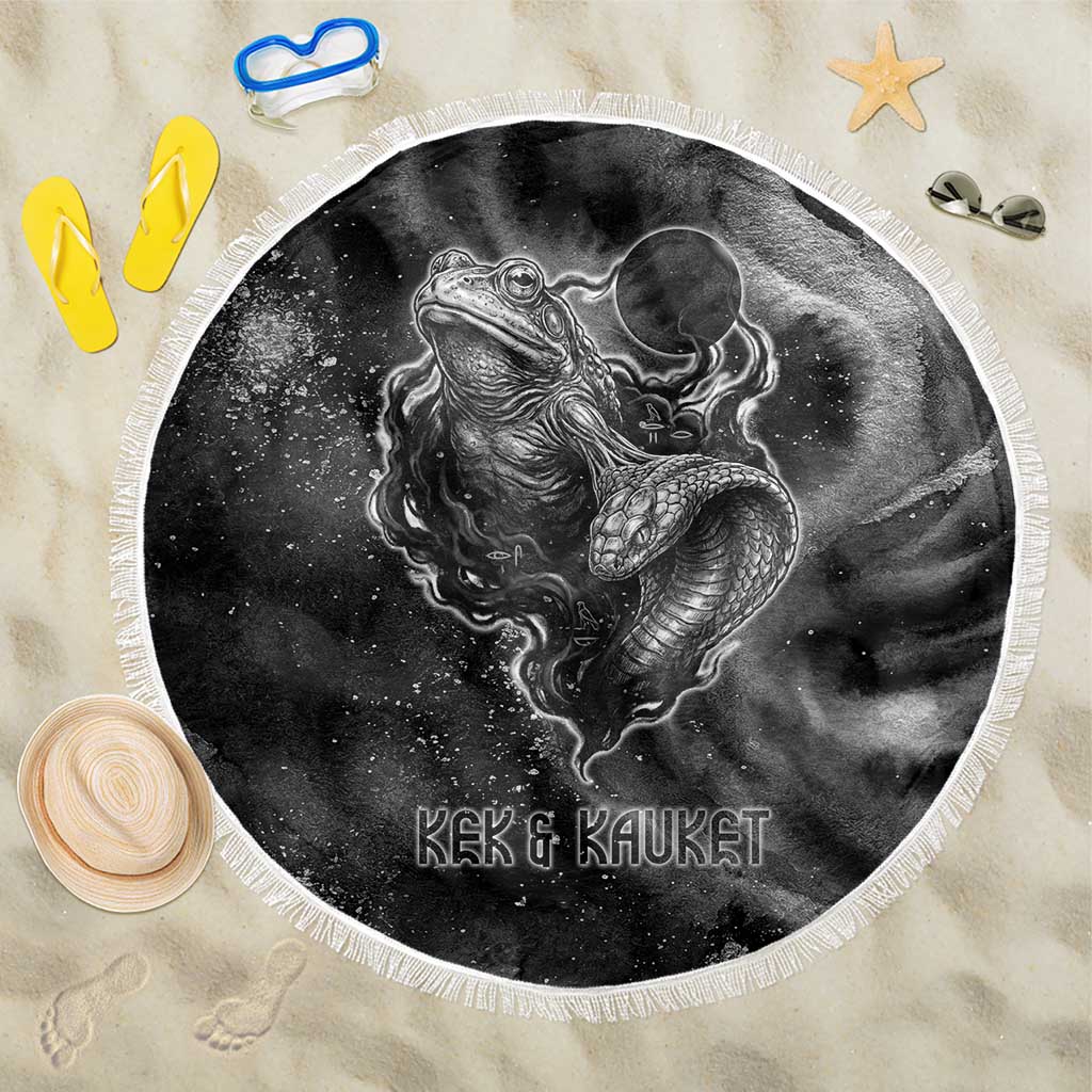 Kek and Kauket Egyptian Beach Blanket Primordial Darkness Design Cosmic Frogs and Serpents
