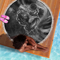 Kek and Kauket Egyptian Beach Blanket Primordial Darkness Design Cosmic Frogs and Serpents