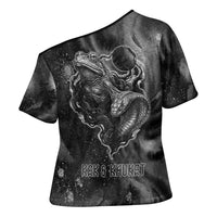 Kek and Kauket Egyptian Cross Shoulder Shirt Primordial Darkness Design Cosmic Frogs and Serpents