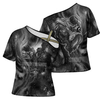 Kek and Kauket Egyptian Cross Shoulder Shirt Primordial Darkness Design Cosmic Frogs and Serpents