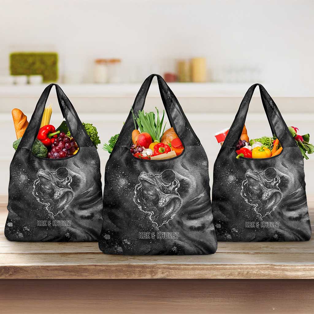 Kek and Kauket Egyptian Grocery Bag Primordial Darkness Design Cosmic Frogs and Serpents