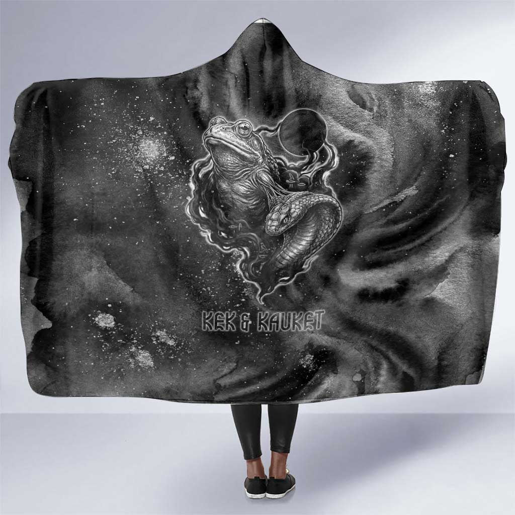 Kek and Kauket Egyptian Hooded Blanket Primordial Darkness Design Cosmic Frogs and Serpents
