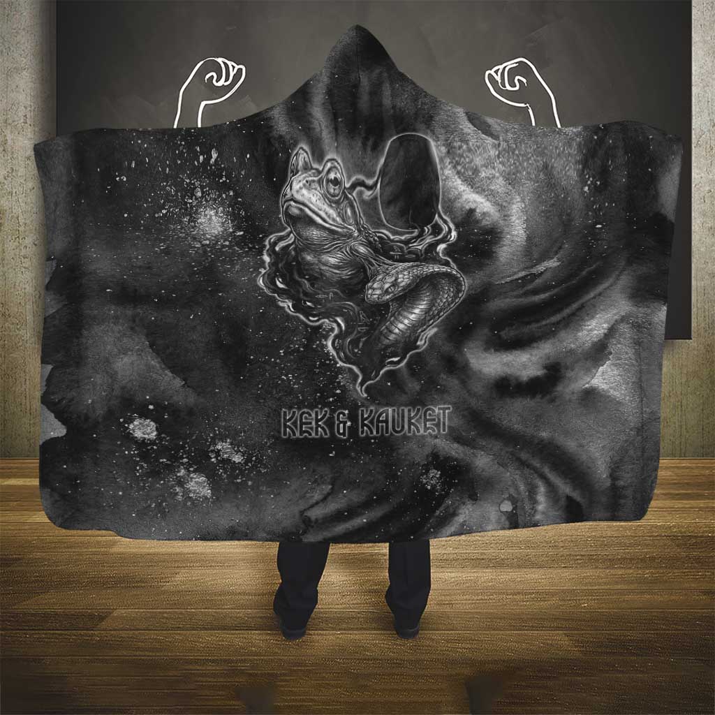 Kek and Kauket Egyptian Hooded Blanket Primordial Darkness Design Cosmic Frogs and Serpents