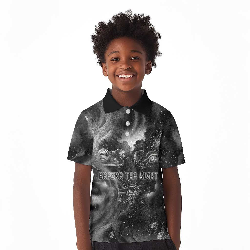 Kek and Kauket Egyptian Kid Polo Shirt Primordial Darkness Design Cosmic Frogs and Serpents
