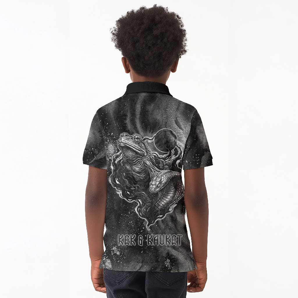Kek and Kauket Egyptian Kid Polo Shirt Primordial Darkness Design Cosmic Frogs and Serpents