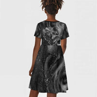 Kek and Kauket Egyptian Kid Short Sleeve Dress Primordial Darkness Design Cosmic Frogs and Serpents