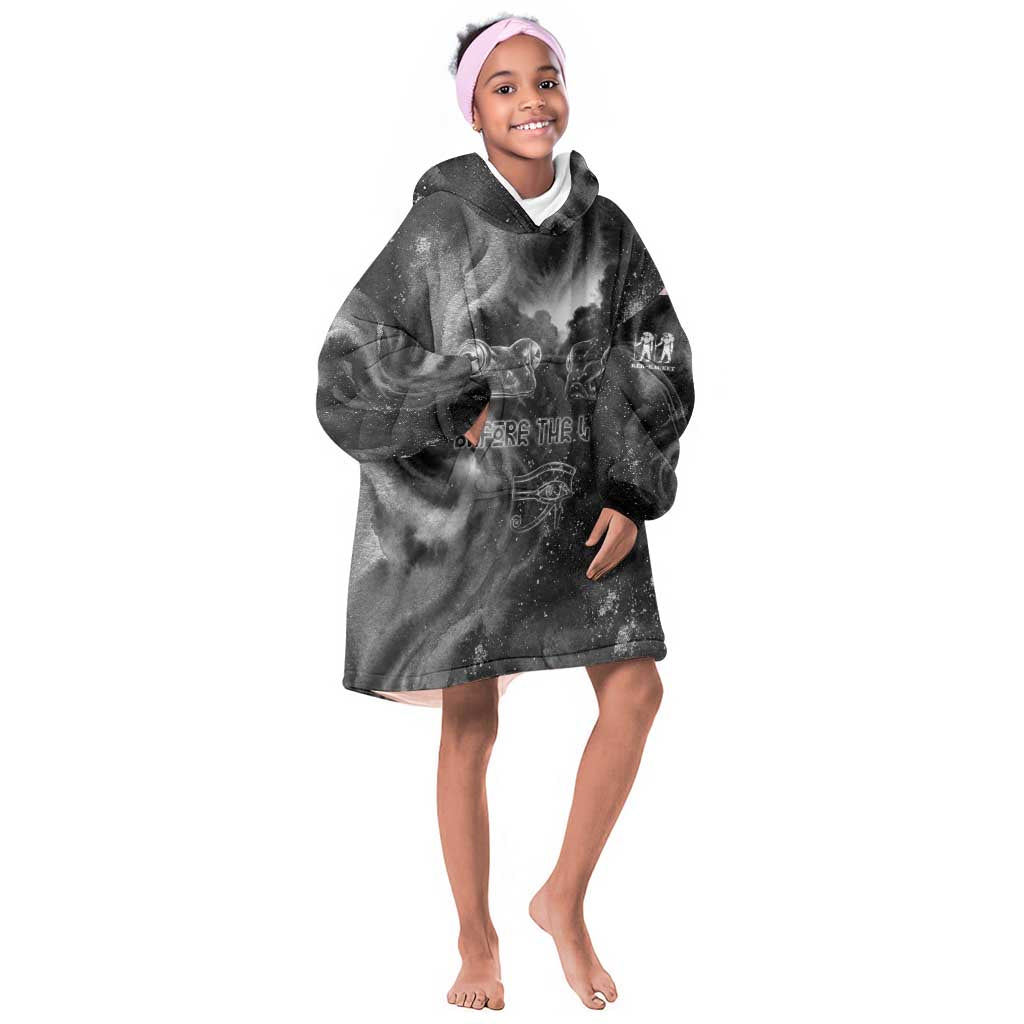 Kek and Kauket Egyptian Kid Wearable Blanket Hoodie Primordial Darkness Design Cosmic Frogs and Serpents