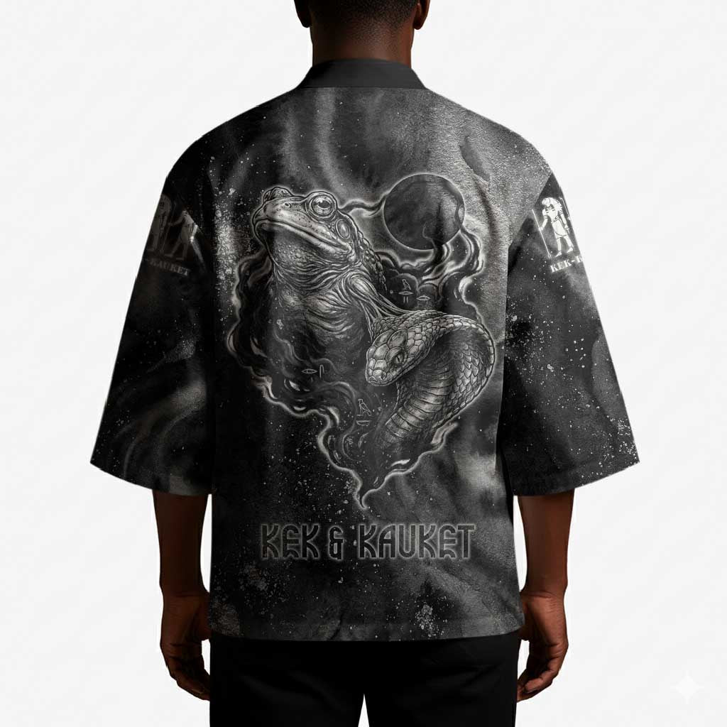 Kek and Kauket Egyptian Kimono Primordial Darkness Design Cosmic Frogs and Serpents