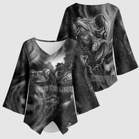 Kek and Kauket Egyptian Kimono Sleeve Blouse Primordial Darkness Design Cosmic Frogs and Serpents