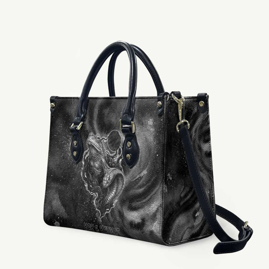 Kek and Kauket Egyptian Leather Bag Primordial Darkness Design Cosmic Frogs and Serpents