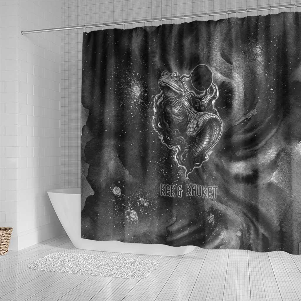 Kek and Kauket Egyptian Shower Curtain Primordial Darkness Design Cosmic Frogs and Serpents