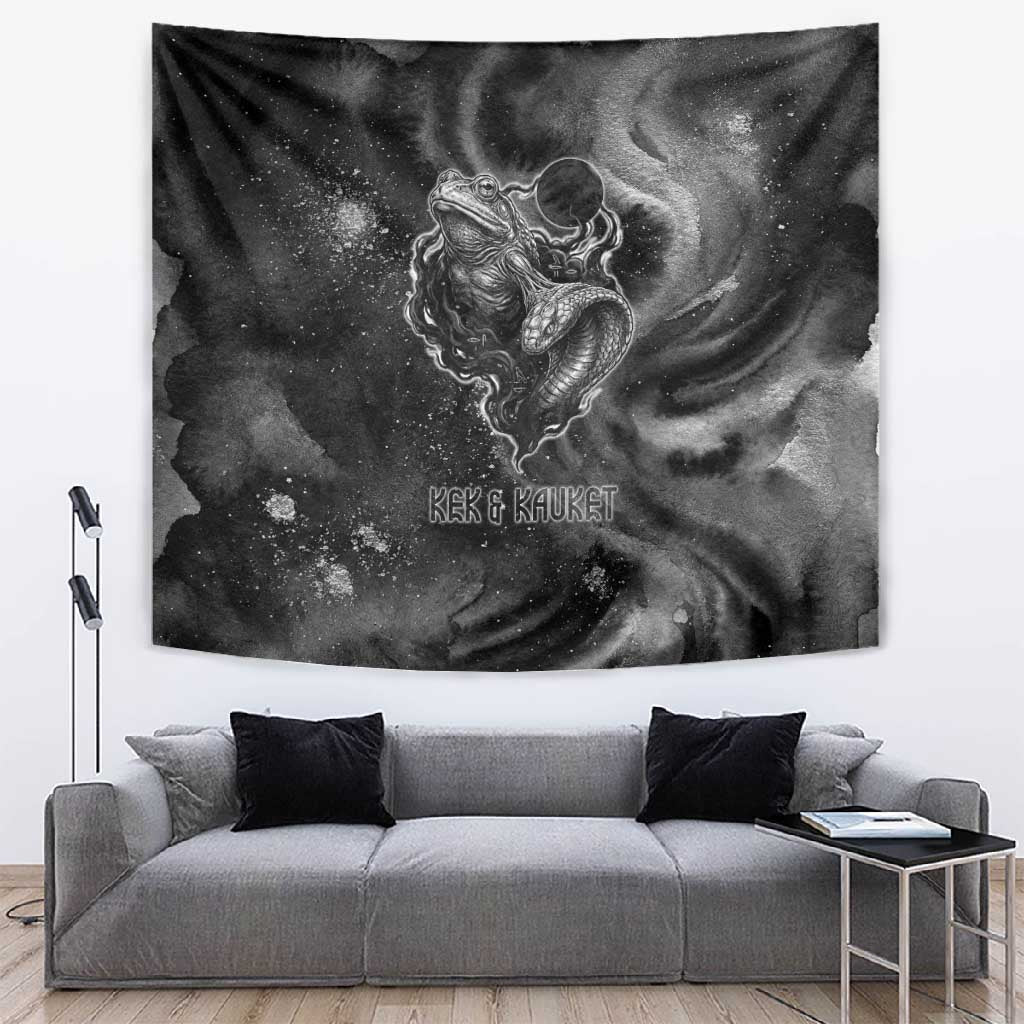 Kek and Kauket Egyptian Tapestry Primordial Darkness Design Cosmic Frogs and Serpents