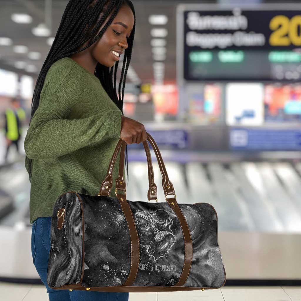 Kek and Kauket Egyptian Travel Bag Primordial Darkness Design Cosmic Frogs and Serpents