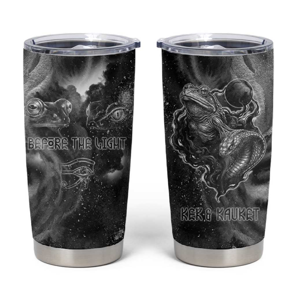 Kek and Kauket Egyptian Tumbler Cup Primordial Darkness Design Cosmic Frogs and Serpents
