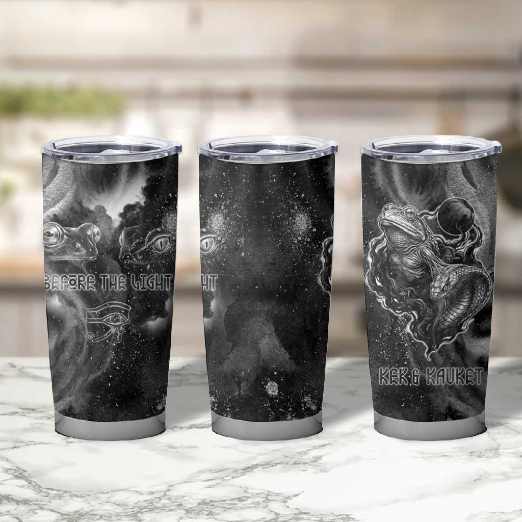 Kek and Kauket Egyptian Tumbler Cup Primordial Darkness Design Cosmic Frogs and Serpents