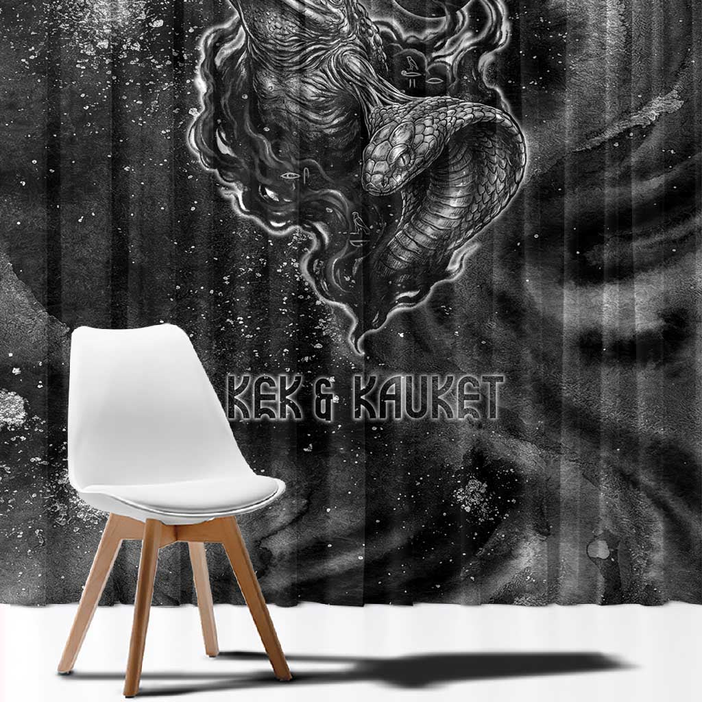 Kek and Kauket Egyptian Window Curtain Primordial Darkness Design Cosmic Frogs and Serpents