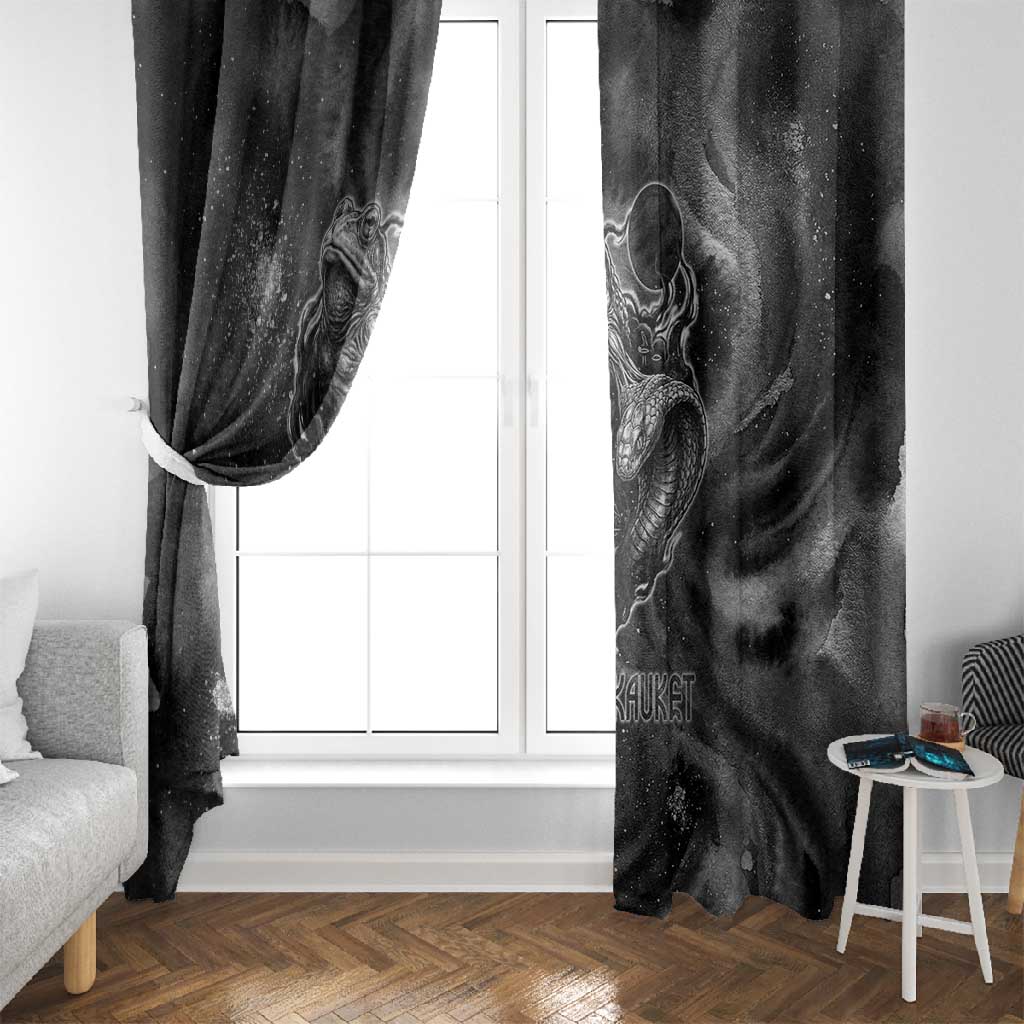 Kek and Kauket Egyptian Window Curtain Primordial Darkness Design Cosmic Frogs and Serpents
