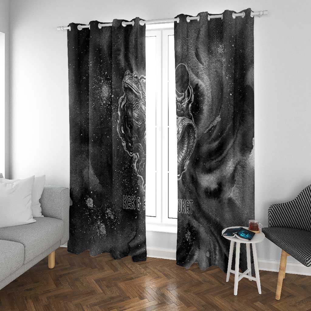 Kek and Kauket Egyptian Window Curtain Primordial Darkness Design Cosmic Frogs and Serpents