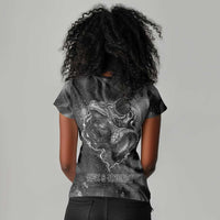 Kek and Kauket Egyptian Women V-Neck T-Shirt Primordial Darkness Design Cosmic Frogs and Serpents