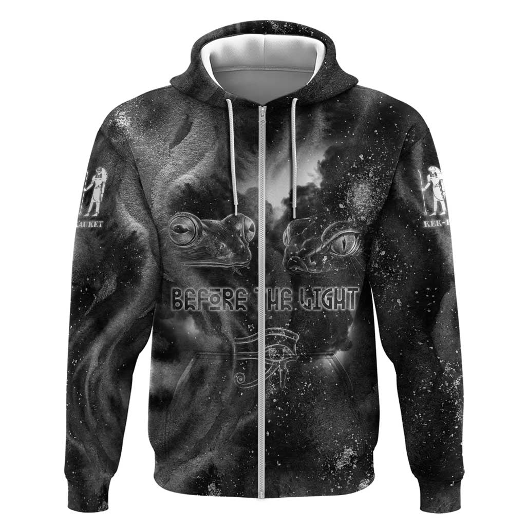 Kek and Kauket Egyptian Zip Hoodie Primordial Darkness Design Cosmic Frogs and Serpents