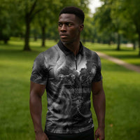 Kek and Kauket Egyptian Zipper Polo Shirt Primordial Darkness Design Cosmic Frogs and Serpents