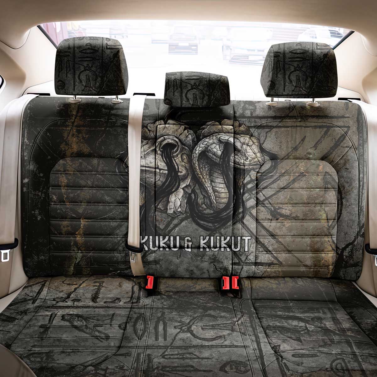 Egypt Kek and Kauket Back Car Seat Cover Ancient Void Theme with Frog and Serpent Duality