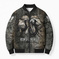 Egypt Kek and Kauket Bomber Puffer Jacket Ancient Void Theme with Frog and Serpent Duality