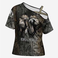 Egypt Kek and Kauket Cross Shoulder Shirt Ancient Void Theme with Frog and Serpent Duality