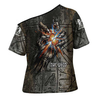 Egypt Kek and Kauket Cross Shoulder Shirt Ancient Void Theme with Frog and Serpent Duality