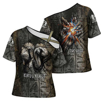 Egypt Kek and Kauket Cross Shoulder Shirt Ancient Void Theme with Frog and Serpent Duality