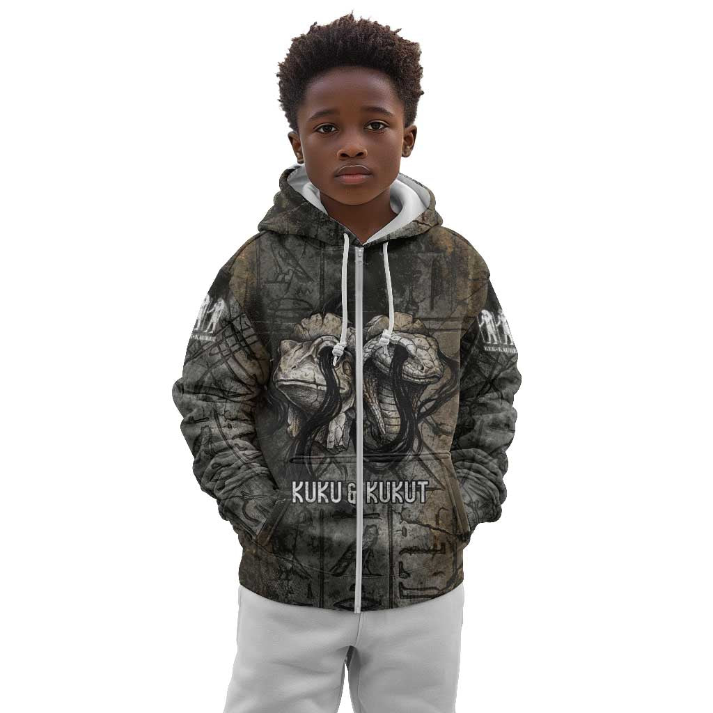 Egypt Kek and Kauket Kid Hoodie Ancient Void Theme with Frog and Serpent Duality