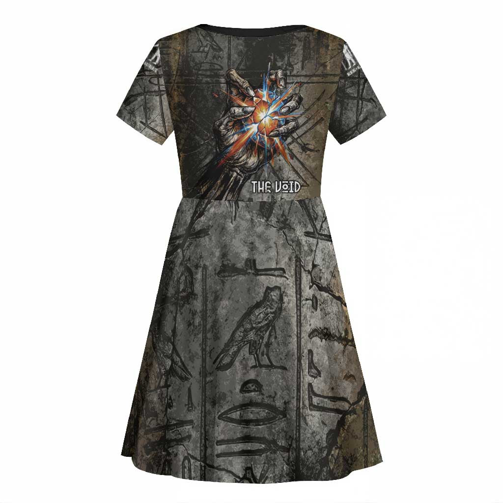 Egypt Kek and Kauket Kid Short Sleeve Dress Ancient Void Theme with Frog and Serpent Duality