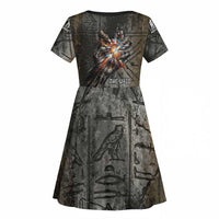 Egypt Kek and Kauket Kid Short Sleeve Dress Ancient Void Theme with Frog and Serpent Duality