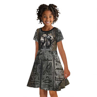 Egypt Kek and Kauket Kid Short Sleeve Dress Ancient Void Theme with Frog and Serpent Duality