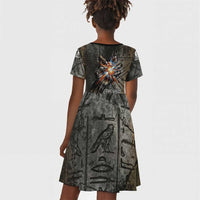 Egypt Kek and Kauket Kid Short Sleeve Dress Ancient Void Theme with Frog and Serpent Duality