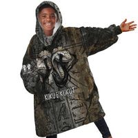 Egypt Kek and Kauket Kid Wearable Blanket Hoodie Ancient Void Theme with Frog and Serpent Duality