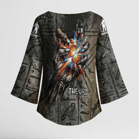 Egypt Kek and Kauket Kimono Sleeve Blouse Ancient Void Theme with Frog and Serpent Duality