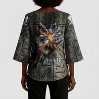 Egypt Kek and Kauket Kimono Sleeve Blouse Ancient Void Theme with Frog and Serpent Duality