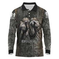 Egypt Kek and Kauket Long Sleeve Polo Shirt Ancient Void Theme with Frog and Serpent Duality