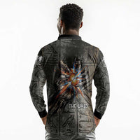 Egypt Kek and Kauket Long Sleeve Polo Shirt Ancient Void Theme with Frog and Serpent Duality