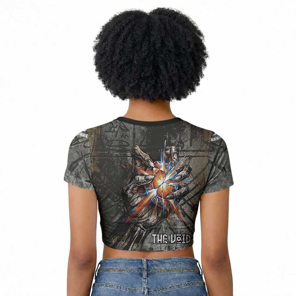 Egypt Kek and Kauket Raglan Cropped T shirt Ancient Void Theme with Frog and Serpent Duality