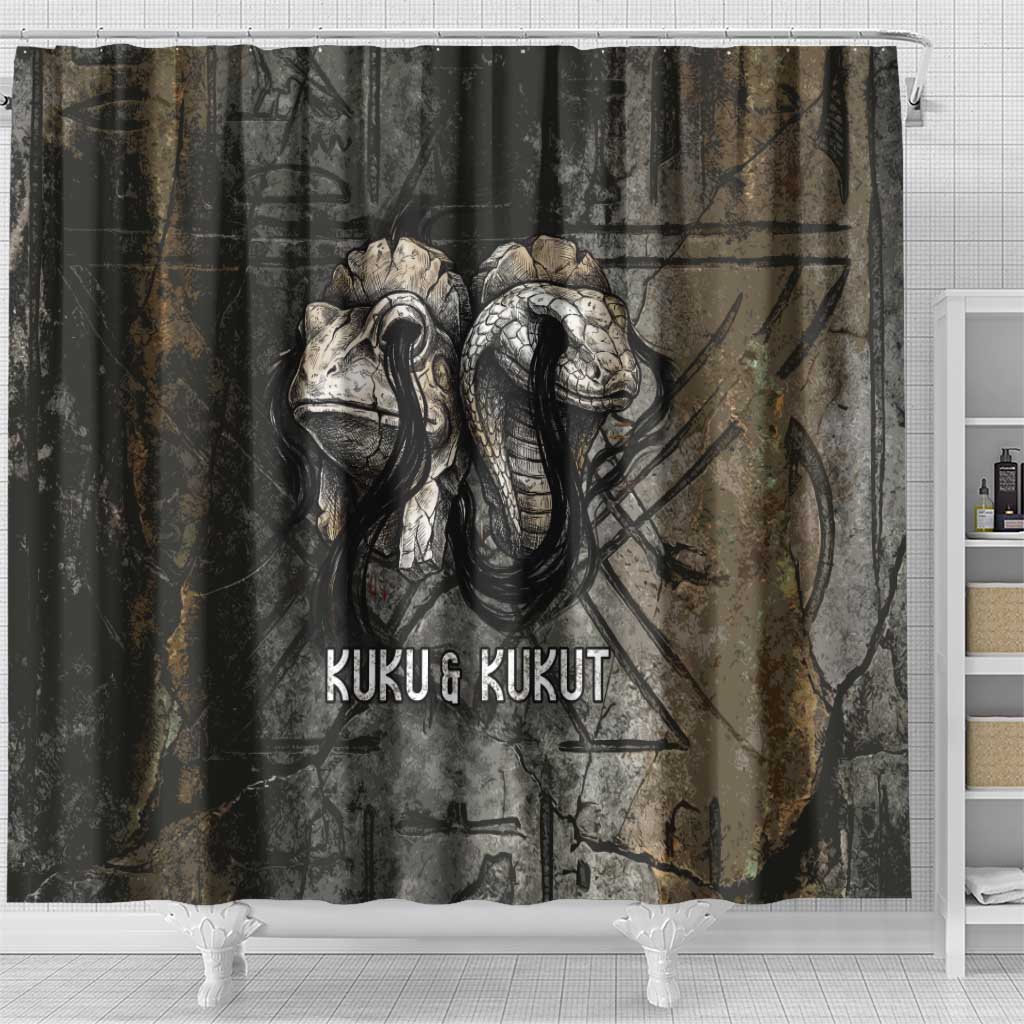 Egypt Kek and Kauket Shower Curtain Ancient Void Theme with Frog and Serpent Duality