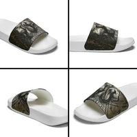 Egypt Kek and Kauket Slide Sandals Ancient Void Theme with Frog and Serpent Duality