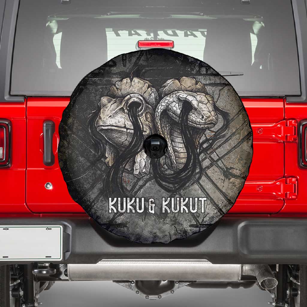 Egypt Kek and Kauket Spare Tire Cover Ancient Void Theme with Frog and Serpent Duality