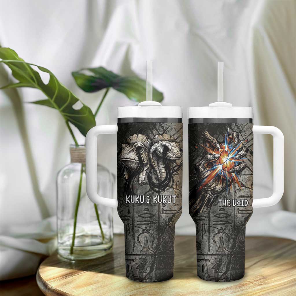Egypt Kek and Kauket Tumbler With Handle Ancient Void Theme with Frog and Serpent Duality