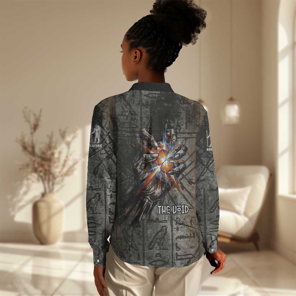 Egypt Kek and Kauket Women Casual Shirt Ancient Void Theme with Frog and Serpent Duality
