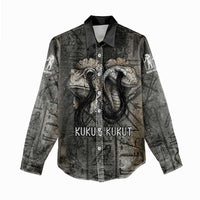 Egypt Kek and Kauket Women Casual Shirt Ancient Void Theme with Frog and Serpent Duality