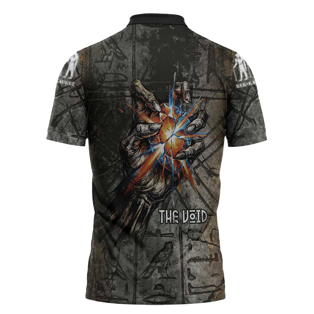 Egypt Kek and Kauket Zipper Polo Shirt Ancient Void Theme with Frog and Serpent Duality