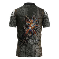 Egypt Kek and Kauket Zipper Polo Shirt Ancient Void Theme with Frog and Serpent Duality